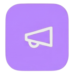 אייקון מגהפון ברקע סגול משווקים ביחד